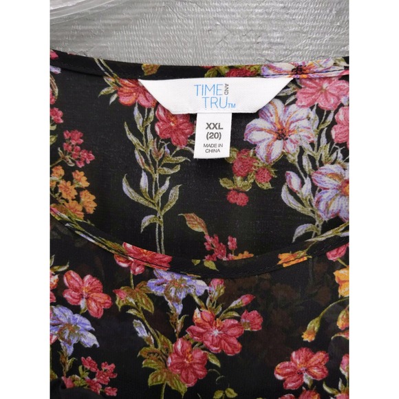 Time and Tru Floral Print Long Sleeve Casual Dress Tunic Ruffle Sz XXL - Picture 6 of 9